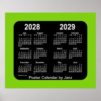 2028-2029 Yellowgreen Neon School Calendar by Janz