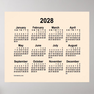2028 Antique White Calendar by Janz Print