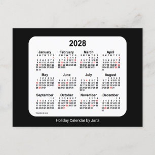 2028 Black Holiday Mini Calendar by Janz Postcard