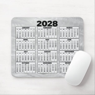 2028 Calendar Wavy Brushed Steel Abstract Mouse Pad