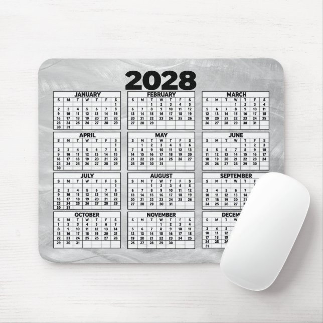 2028 Calendar Wavy Brushed Steel Abstract Mouse Pad (With Mouse)