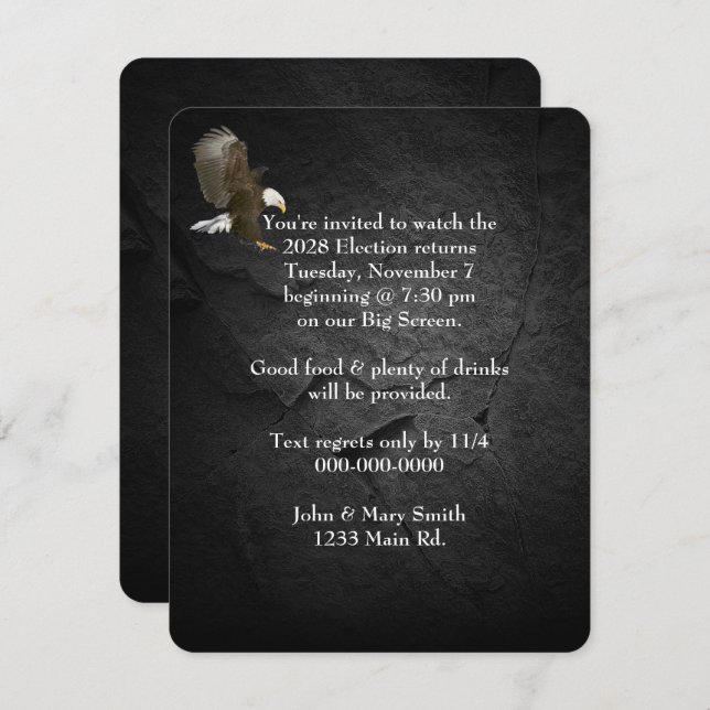 2028 Election Party Bald Eagle Invitation (Front/Back)