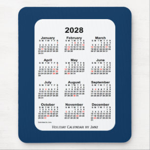 2028 Holiday Police Box Blue Calendar by Janz Mouse Pad