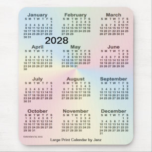 2028 Rainbow Cloud Large Print Calendar by Janz Mouse Pad