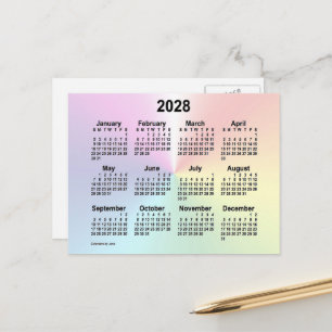 2028 Rainbow Cloud Mini Calendar by Janz Postcard