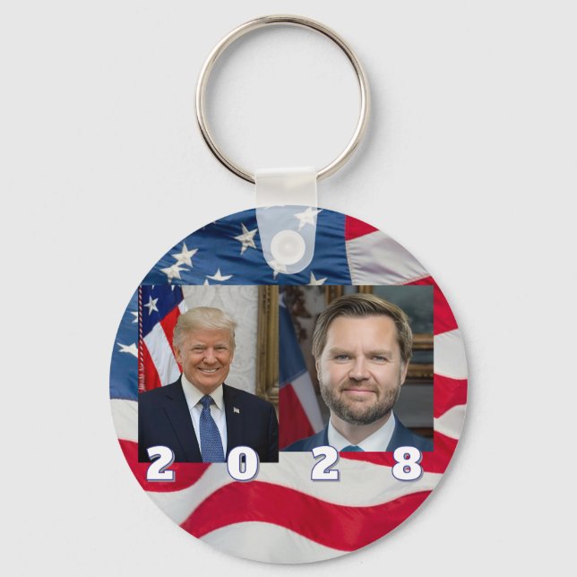 2028 Trump Vance bumper sticker flag background Key Ring (Front)