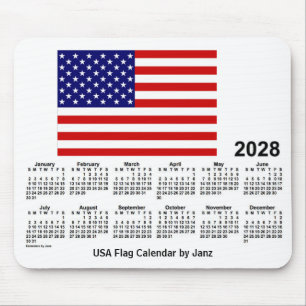 2028 USA Flag Calendar by Janz Mouse Pad
