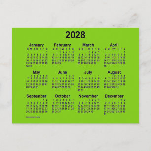2028 Yellow Green Mini Calendar by Janz Postcard