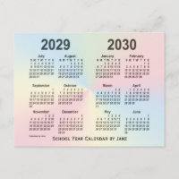 2029-2030 Rainbow Cloud School Calendar by Janz