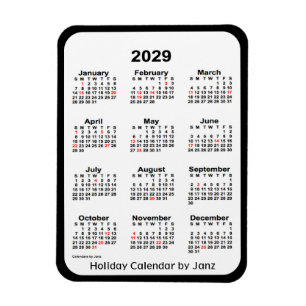 2029 Black Holiday Calendar by Janz Magnet