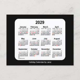 2029 Black Holiday Mini Calendar by Janz Postcard