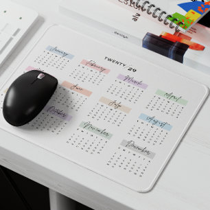 2029 FULL YEAR CALENDAR PASTEL HANDWRITTEN SCRIPT MOUSE PAD