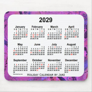 2029 Magenta Holiday Art Calendar by Janz Mouse Pad