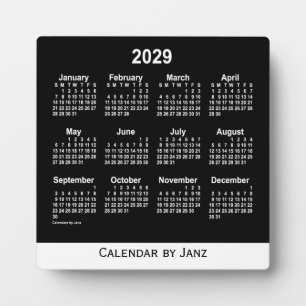 2029 Neon White Desk Calendar by Janz Plaque
