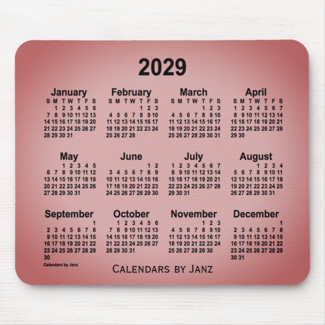 2029 Sangria Gray Calendar by Janz Mouse Pad (Front)