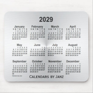 2029 Silver Calendar by Janz Mouse Pad