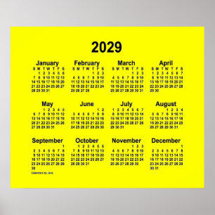 2029 Yellow Calendar by Janz Print