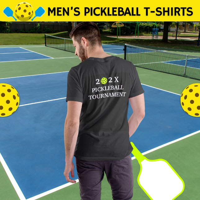 202X Pickleball Tournament Back Black T-Shirt (Creator Uploaded)