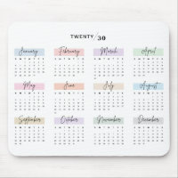 2030 FULL YEAR CALENDAR PASTEL HANDWRITTEN SCRIPT