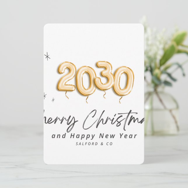 2030 Merry Christmas And New Year's Holiday Card (Standing Front)