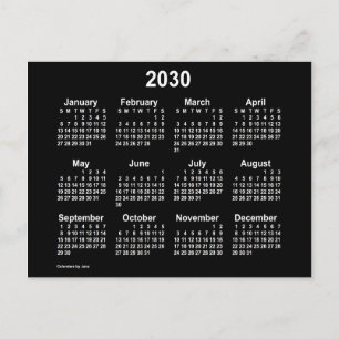 2030 Neon White Mini Calendar by Janz Postcard