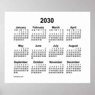 2030 White Calendar by Janz Print