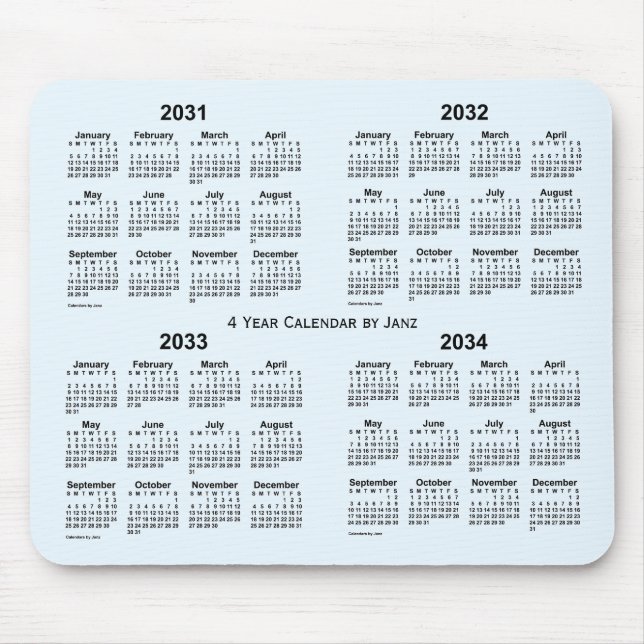 2031-2034 Alice Blue 4 Year Calendar by Janz Mouse Pad (Front)