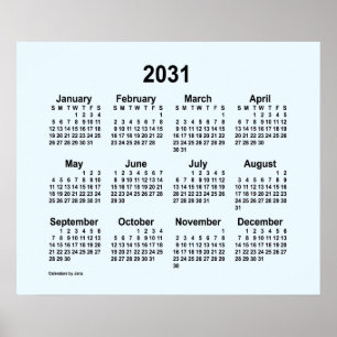 2031 Alice Blue Calendar by Janz Print