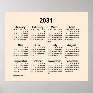 2031 Antique White Calendar by Janz Print