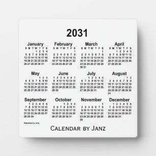 2031 White Desk Calendar by Janz Plaque