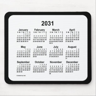 2031 White on Black Calendar by Janz Two Tone Mouse Pad