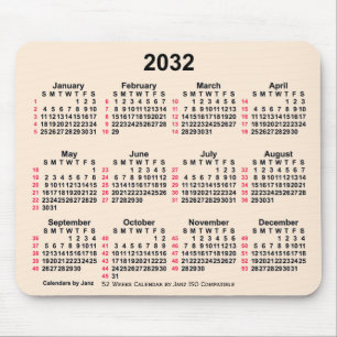 2032 Antique White 52 Weeks ISO Calendar by Janz Mouse Pad