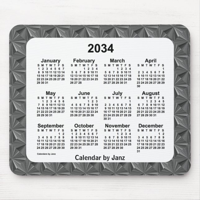 2034 Black Diamonds Calendar by Janz Mouse Pad (Front)