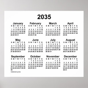 2035 White Calendar by Janz Print