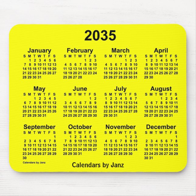 2035 Yellow Calendar by Janz Mouse Pad (Front)
