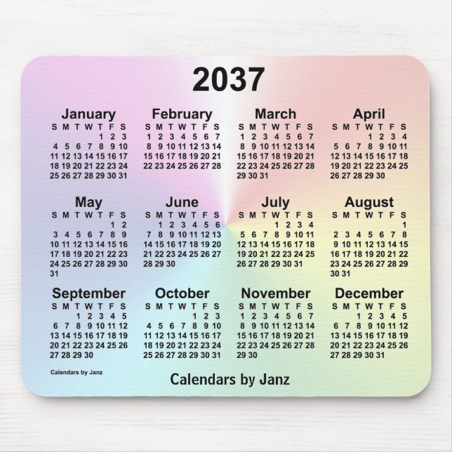 2037 Rainbow Cloud Calendar by Janz Mouse Pad (Front)