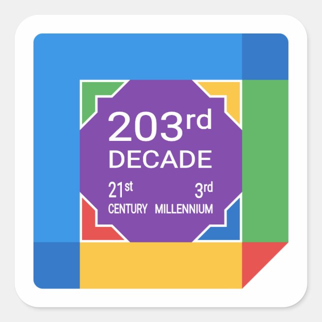 203rd Decade (New Year 2021—2030) Square Sticker (Front)