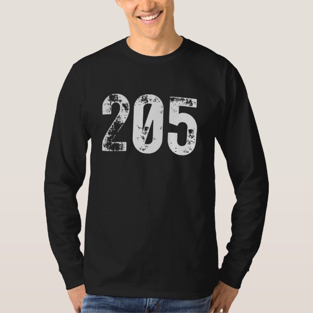 205 Area Code Birmingham AL Mobile Telephone Area  T-Shirt (Front)