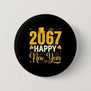 2067 Happy New Year Retro Funny 67 Six Seven Meme  6 Cm Round Badge