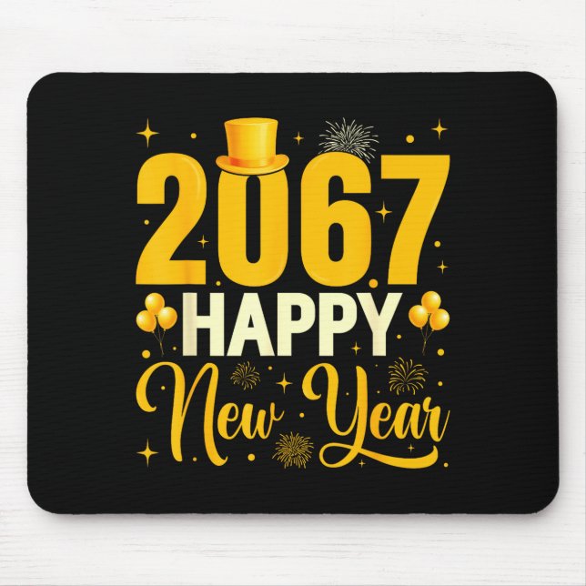 2067 Happy New Year Retro Funny 67 Six Seven Meme  Mouse Pad (Front)