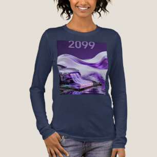 2099 Futuristic Cyberpunk Cityscape Long Sleeve T- Tri-Blend Shirt