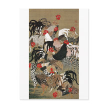 20. 群鶏図, 若冲 Flock of Roosters, Jakuchu