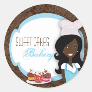 20 - 1.5" African American Baker Cup Cakes Bakery Classic Round Sticker