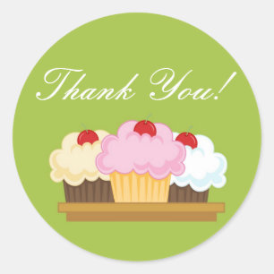 20 - 1.5" Bakery Brunette Bake Thank You Stickers