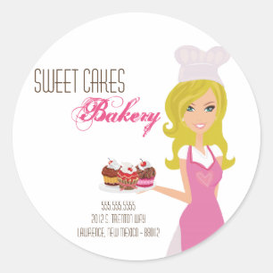 20 - 1.5" Blonde Baker on Pink Address Stickers