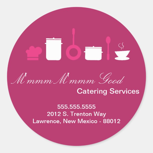 20 - 1.5"  Catering Chef Business Address Stickers (Front)