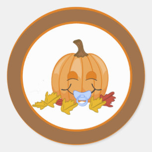 20 - 1.5"  Envelope Seal Autumn Fall Pumpkin Baby