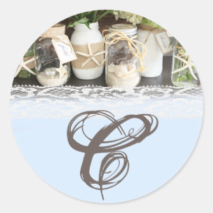 20 - 1.5 Envelope Seal Beach Sea Mason Jars Ocean