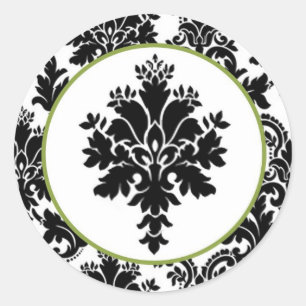 20 - 1.5  Envelope Seal Black Green Damask Lace