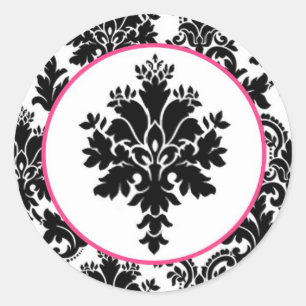 20 - 1.5  Envelope Seal Black Hot Pink Damask Lace